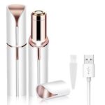 Facial Hair Removal for Women, USB Mini Hair Remover, Rosarden Electric Razor Shaver Portable Bikini Epilator for Lips, Chin, Armpit, Peach Fuzz, Fingers, Arms, Legs and Body, with Storage Bag (White)