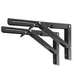 Storystore Folding Shelf Brackets 16 Inches - Heavy Duty Metal Collapsible Shelf Bracket for Table, Shelf Hinge Wall Mounted Space Saving DIY Bracket 2 Pack, Max Load: 150 lb