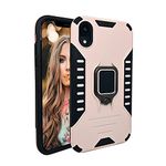 MODOS LOGICOS Case for iPhone XR, Dual Layers Shockproof Protective Case with Built-in 360 Metal Rotating Ring Kickstand, Working with Any Magnetic Car Mounts, for iPhone 12 XR 6.1” - Light Pink