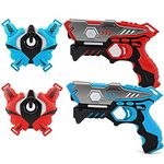 Laser Tag Gun Set for Kids Adults with Vests 2 Pack Laser Tag Game 2 Players Laser Tag Blaster Toy for Kids Age 6 7 8 9 10 11 12+ Boys Girls Indoor Outdoor Battle Games