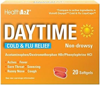 HealthA2Z® Daytime | Cold & Flu Medicine | Powerful Multi-Symptom Daytime(20 Softgels) (Daytime Cold & Flu Medicine (20 Count Pack of 1))