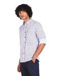 U.S. POLO ASSN. Men's Solid Regular Fit Button Down Shirt (USSHTD0028_Orange, Blue and White S)