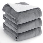 Aisbo Sherpa Fleece Throw Blanket King Size - Thick Warm Soft Grey Extra Large Blankets for Bed, 230x270cm Fluffy Microfiber Solid Blanket for Sofas Couch, Gray