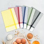 SAMI STUDIOS Kitchen Dish Towels Made with Eco-Friendly Cotton | Highly Absorbent for Cleaning & Quick Drying of Plates & Glasses | X-Large, 40 x 60 cm | Elegant Waffle Checks (Set of 10 Pieces)