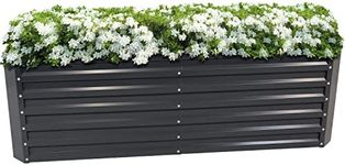 Sunnydaze 71-Inch Rectangular Raised Garden Bed - Galvalume Steel Vegetable Flower Bed Planter Kit - Dark Gray