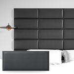 Art3d Peel and Stick Headboard for Full and Queen in Black, Pack of 9 Panels Sized 9.84" x 23.62", 3D Soundproof Wall Panels, Upholstered Wall Panel