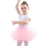 DGSHIRLDJO Girls Tutu Skirts, 5 Layers Puffy Tulle Ballet Tutu Skirt for Toddler Girls 3-8 Years Birthday/Daily Wear/Costume Pink