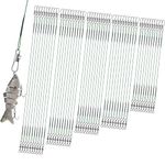 Realure 50 Pcs Stainless Steel Wire Traces Pike Fishing, 5 Size 10cm 15cm 20cm 25cm 30cm Anti-Bite Fishing Leaders with Swivels Snap, Fish Line Fishing Accessories for Bait Rigs Saltwater Freshwater