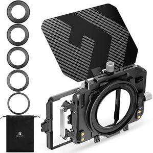 K&F Concept Matte Box, DSLR Camera Matte Box with Carbon Fiber Top Flag, with 67/72/77/82/95mm Adapter Rings for 4x5.65 ND UV Filter/Circular Filter