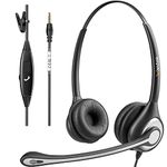 Wantek 3.5mm Cell Phone Headset with Microphone Noise Cancelling, Business Computer Headphones for iPhone Samsung Laptop PC Tablet, Clear Chat for Skype Softphone Call Center Office,Binaural