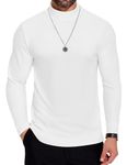 COOFANDY Mens Turtleneck Jumper Long Sleeve Tops Sweater Undershirt Winter Sweatshirt Lightweight Turtleneck Shirt Regular Fit White M