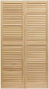 LTL Home Products SHL63 Exterior Solid Wood Louvered Window Shutters, 15" x 63", Unfinished Pine