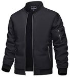 TACVASEN Bomber Jacket Men Lightweight Work Spring Varsity Jackets Casual Baseball Jacket with Zip Pocket Black,S