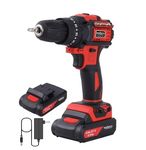 KROST Brushless Cordless 21V Drill Motor Hammer | Impact Multi Function Drill, Keyless Chuck - Torque Screwdriver Keyless Drill Chuck 2pcs 21V Li-Ion Batteries