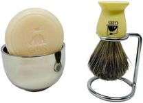 G.B.S 100% Pure Badger Bristle Blue Shaving Brush Use with any Soap Cream All Razors, Mugs, Ultimate Experience, 21 MM Knot 100 mm 4" Tall Effortless Glide, Long Lasting