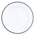 Crow Canyon Home Enamelware Flat Salad Plate, 8 inch, Vintage White/Blue (Set of 4)