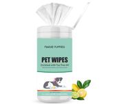 Foodie Puppies Pet Wet Canister Wipes (80 Pulls) for Dogs, Puppies, Cats, Kittens, Rabbit & Small Animals | Enriched with Lemon and Green Tea | Dry Bath, Ear & Paw Daily Cleaning Grooming Wipes