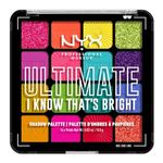 NYX Professional Makeup Ultimate Shadow Palette, 16 Vibrant True-To-Pan Eyeshadow Shades, Metallics, Shimmers, Colours and Nudes in Pressed Pigments, Vegan, I Know That's Bright, 0.8 g