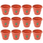 TrustBasket UV Treated Plastic Round Pot (14 Inches, Terracotta Color, Set of 12)