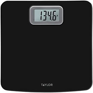 Taylor Digital Bath Scale with Antimicrobial Surface Protection, Bathroom Scale for Body Weight, 400 lbs. Black