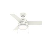 Hunter Fan Company 59301 Aker Indoor with LED Light with Pull Chain Control, 36 Inch, White