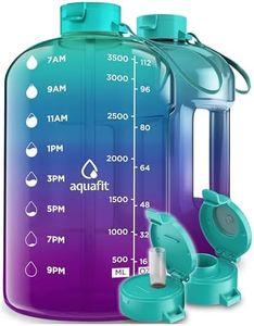 AQUAFIT 1 Gallon Water Bottle with Straw - 4l Water Bottle Time Marker - Motivational Gym Water Bottles 4l - 4 litre Water Bottles 1 Gallon 128 oz - Big Water Jug Large Water Bottle Teal Purple