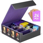 Hot Bee MTG Deck Box, Quartuple Card Storage Box Holds 2400+ Cards for Yugioh, TCG, Magic the Gathering Commander Cards, Playing Card Case PU Leather Magnetic Closure-Purple