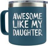 KLUBI Dad Birthday Gift - Awesome Like My Daughter Mug Tumbler 14oz Gifts for Dad Who Wants Nothing Birthday Gifts for Dad From Daughter Girl Dad Mug Birthday Presents for Dad Cups Dad Gifts from Kids