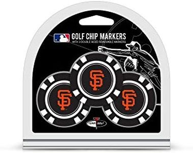 Team Golf MLB San Francisco Giants 3 Pack Golf Chip Ball Markers, Poker Chip Size with Pop Out Smaller Double-Sided Enamel Markers