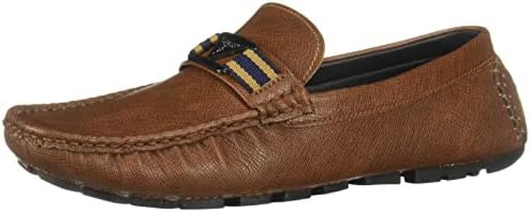 GUESS Men's Slip on Driving Style Loafer, Cognac, 8