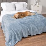 PetAmi Fluffy Soft Dog & Cat Blanket, Blue Sherpa Fleece, Calming Pet Blanket Throw for Bed & Sofa, X-Large 60x80