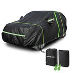 NEVERLAND SUV or Car Tarpaulin, PEVA Garage Cover, Waterproof, Breathable, with Phosphorescent Night Reflection Strips and Zip, M (455 x 185 x 170 cm)