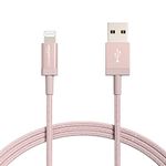 Amazon Basics Nylon Braided USB-A to Lightning Cable - MFi Certified iPhone Charger, 1.8 m, Rose Gold