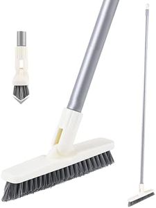 Grout Brush with Long Handle, Swivel Brush Head Stiff V Shape Bristles Scrub Grout Line, Corner, Baseboard, 55'' Extendable Long Handle Tile Floor Scrubber Cleans Walk in Shower, Kitchen Narrow Space
