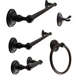 SENTO ROBIKI Bathroom Accessories Set, Bath Hardware, Includes Robe Hook, Toilet Paper Holder, Towel Ring, 18” & 24” Towel Bar, Duty Metal Bath Hardware Set Wall Mounted (5-Piece, Oil-Rubbed Bronze)