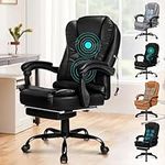 ELFORDSON Office Chairs for Home Office, Ergonomic PC Computer Desk Chairs Executive Office PU leather Chair with Footrest for Adults (Black)