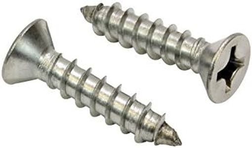 #12 X 1'' Stainless Flat Head Phillips Wood Screw, (50 pc), 18-8 (304) Stainless Steel Screws by Bolt Dropper