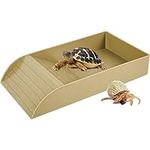 JETHMA Tortoise Water Dish, Tortoise Bath Dish, Anti Slip Reptile Pool Bowl with Ramp, Reptile Feeding Box Dish, Tortoise Water Bowl For Basking Feeding Bathing (Brown)