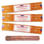 Satya Nag Champa Sandalwood Incense Sticks | x3 pack | with SAMASIA incense sticks holder | Used for Aromatherapy, Spa, Yoga, Weddings, Meditation, Healing, Positivity and Relaxation