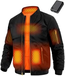 Wulcea Men Heated Jacket Battery Pack Included Rechargeable 12v 7.4v Motorcycle Work Bomber Coat Waterproof Warm Clothing Apparel Electric USB Self Heating Sweater Sweatshirt Vest Hoodie Black