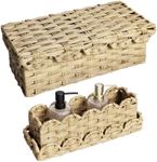 Navaris Woven Storage Baskets with Scalloped Edges - Convertible & Durable Basket Set - Bins For Organizing Bathroom Bedroom & Living Room Storage - Small & Large Wicker Bin