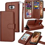 Tekcoo for Galaxy S8 Plus Case / S8 Plus Wallet Case, ID Cash Credit Card Slots Holder Purse Carrying PU Leather Folio Flip Cover [Detachable Magnetic Hard Case] & Kickstand for Samsung S8+ Brown