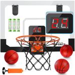 Over The Door Basketball Hoop with Electronic Scoreboard Indoor Basketball Hoop for Kids and Adults Bedroom Basketball Hoop Office Mini Hoop