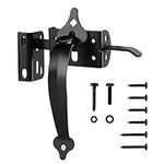 WellMade Ornamental Thumb Gate Latch Self Locking Latches and Handle Kit,Heavy Duty Door Latch Gate Lock Hardware for Wooden/Vinyl Fence Swing Gate Outdoor Garden,Pool, Black with Screw