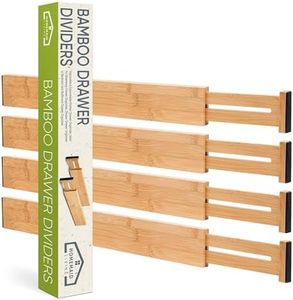 Homemaid Living Bamboo Drawer Dividers Adjustable & Expandable, Kitchen Drawer Organizer, Ideal for Silverware Drawer Organizer, Dresser Drawer Organizer or Bedroom & Bathroom Drawer Organizer (4pk)