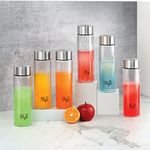 CELLO H2O Steelox Glass Water Bottle | Glass Fridge Bottle | Wide mouth for Easy Cleaning | Bottle for Hotel, Travel, Office, College | Set of 6 | 920ml, Silver