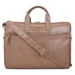 Smart Stylez Compact Sleek Bag for Men & Women, Various Zipper Compartments,Durable and Adjustable Shoulder Straps, Trolley Strap, Compatible with 14 inches Laptop (Tan)