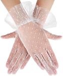 Papoopy Women White Lace Gloves for for Wedding, Tea Party, Cosplay, Costume (Lace-White#1)