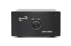 Dynavox AMP-S MKII Amplifier and Box Switch in Metal Housing for Stereo and Surround Amplifier, Banana Plug or Clamp Connection - Black