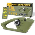 KARV Knife Sharpener Forest Green - 5-Stage Professional Kitchen Knife Sharpeners for All Knives - Non-Slip Base & Ergonomic Handle, Sharpen Straight Edge & Serrated Blades Chef Knife Sharpener
